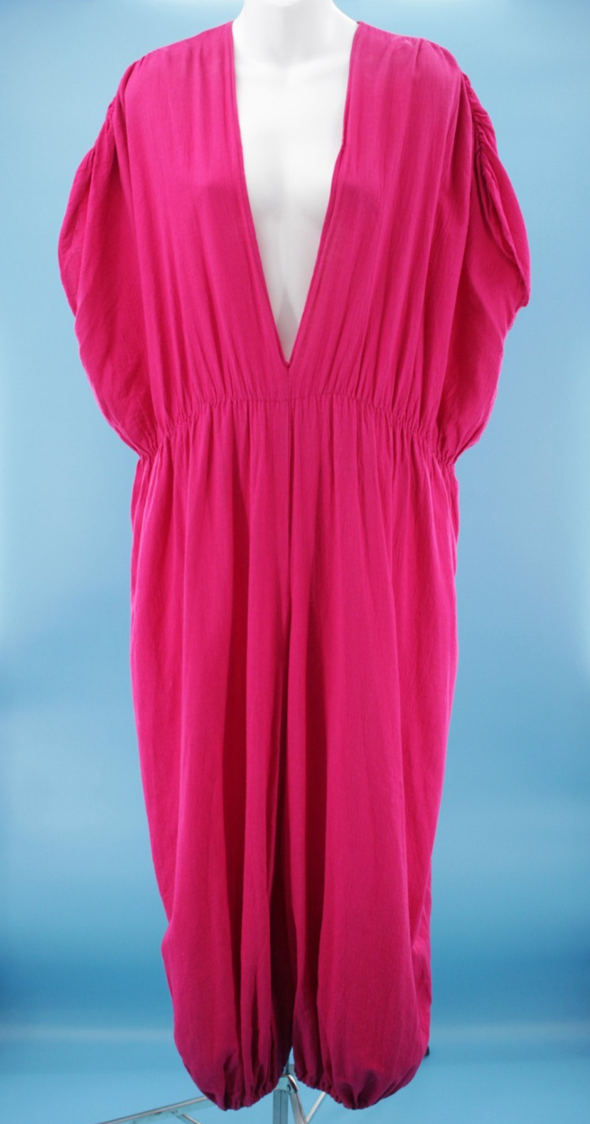 Vtg Women’s 80s Fuchsia Loose Fit Cotton Jumpsuit Sz M/L 1980s New Hero