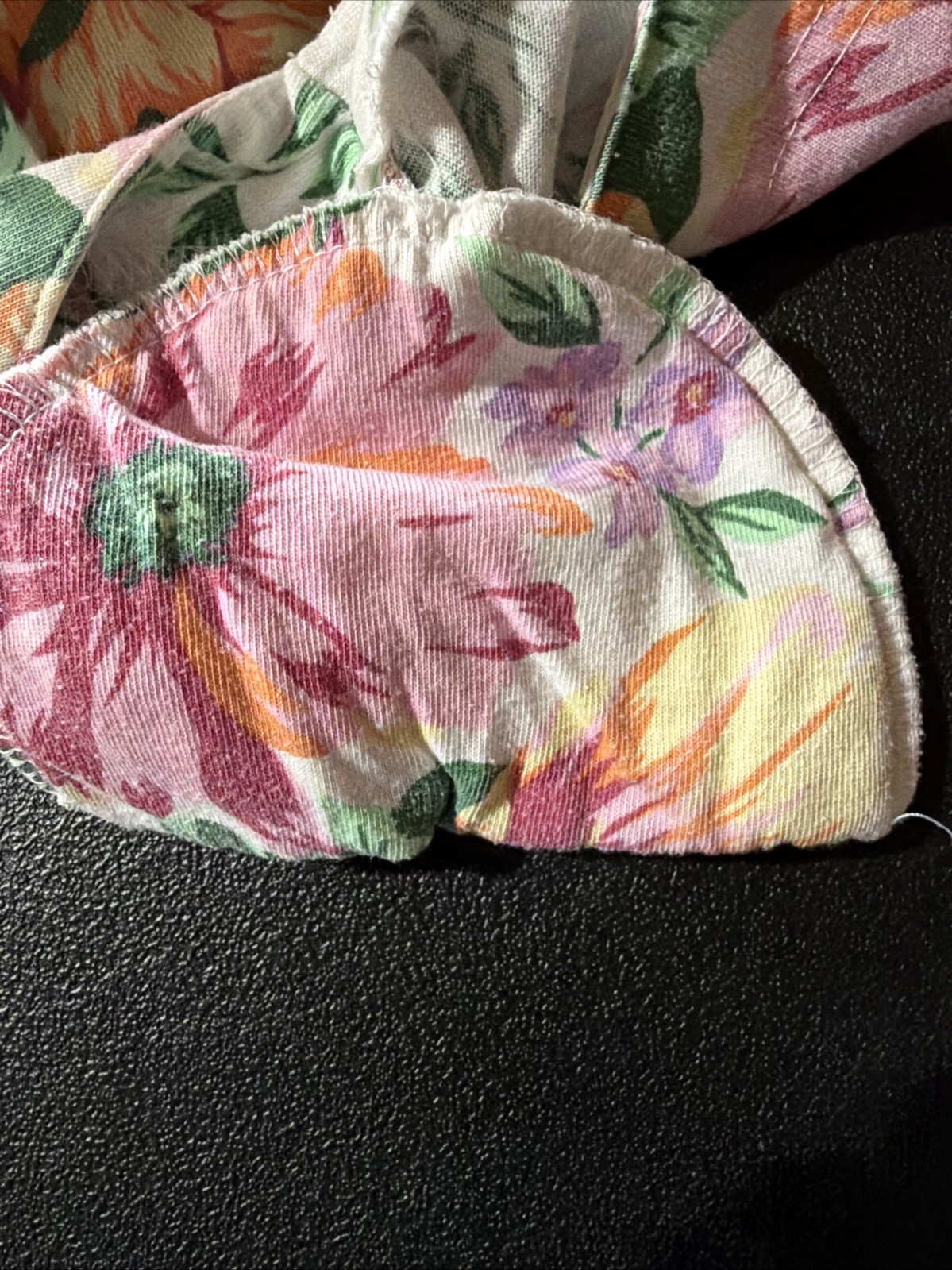 Pierre Cardin Top Ladies M Pink Orange Flower Print Shoulder Pads Vintage White
