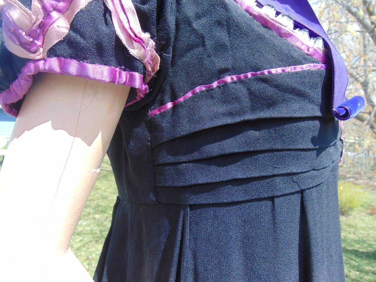 VTG Regency Era Dress Juliet Sleeve Jacket & Velvet bonnet