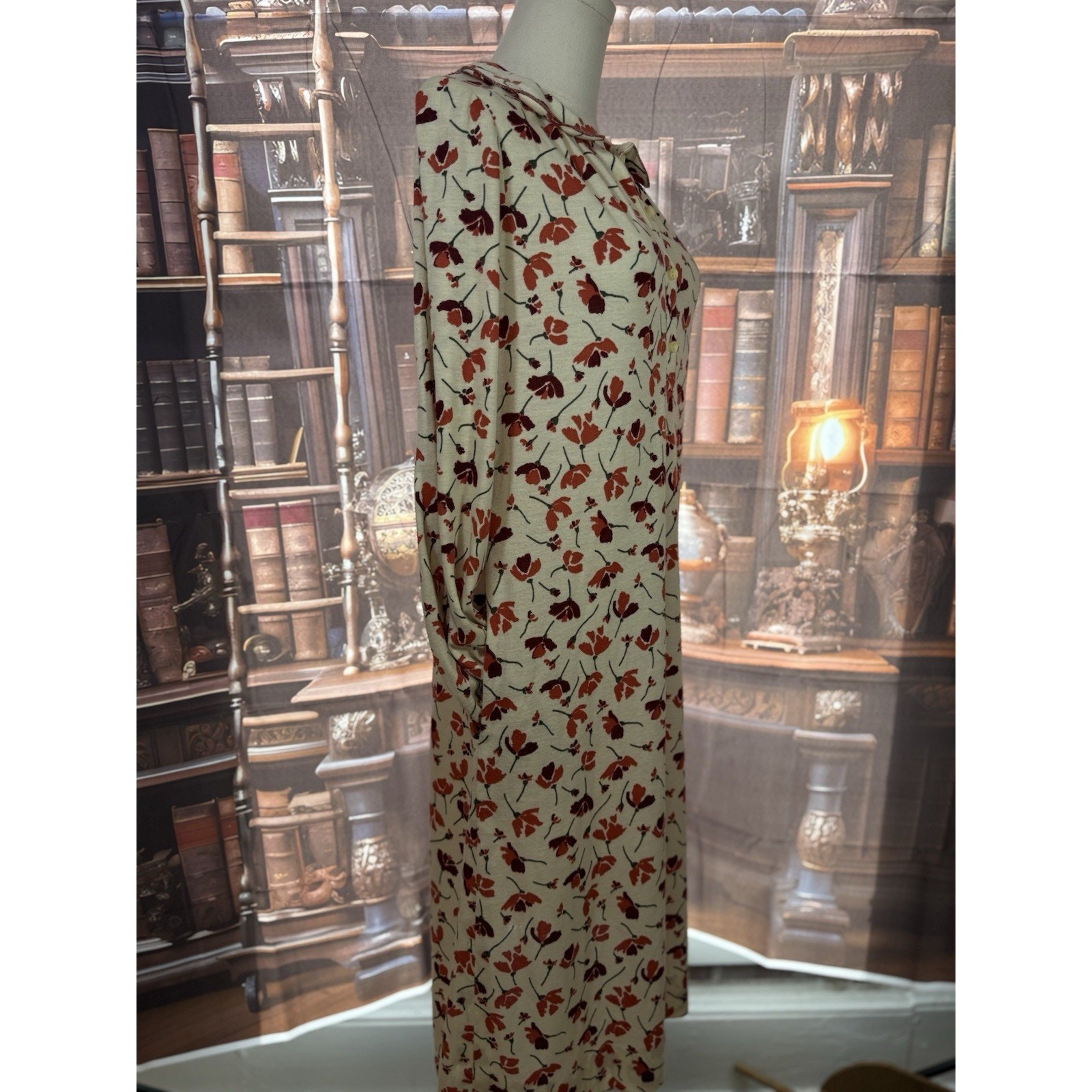 Vintage Tanner Floral Midi Dress – 70s Cottagecore Fall Vibes Size 8