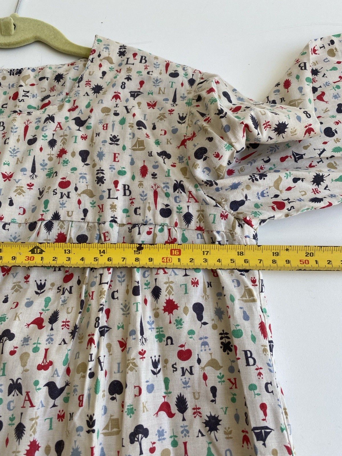 Vintage 60s Handmade M Smock Dress Alphabet Print