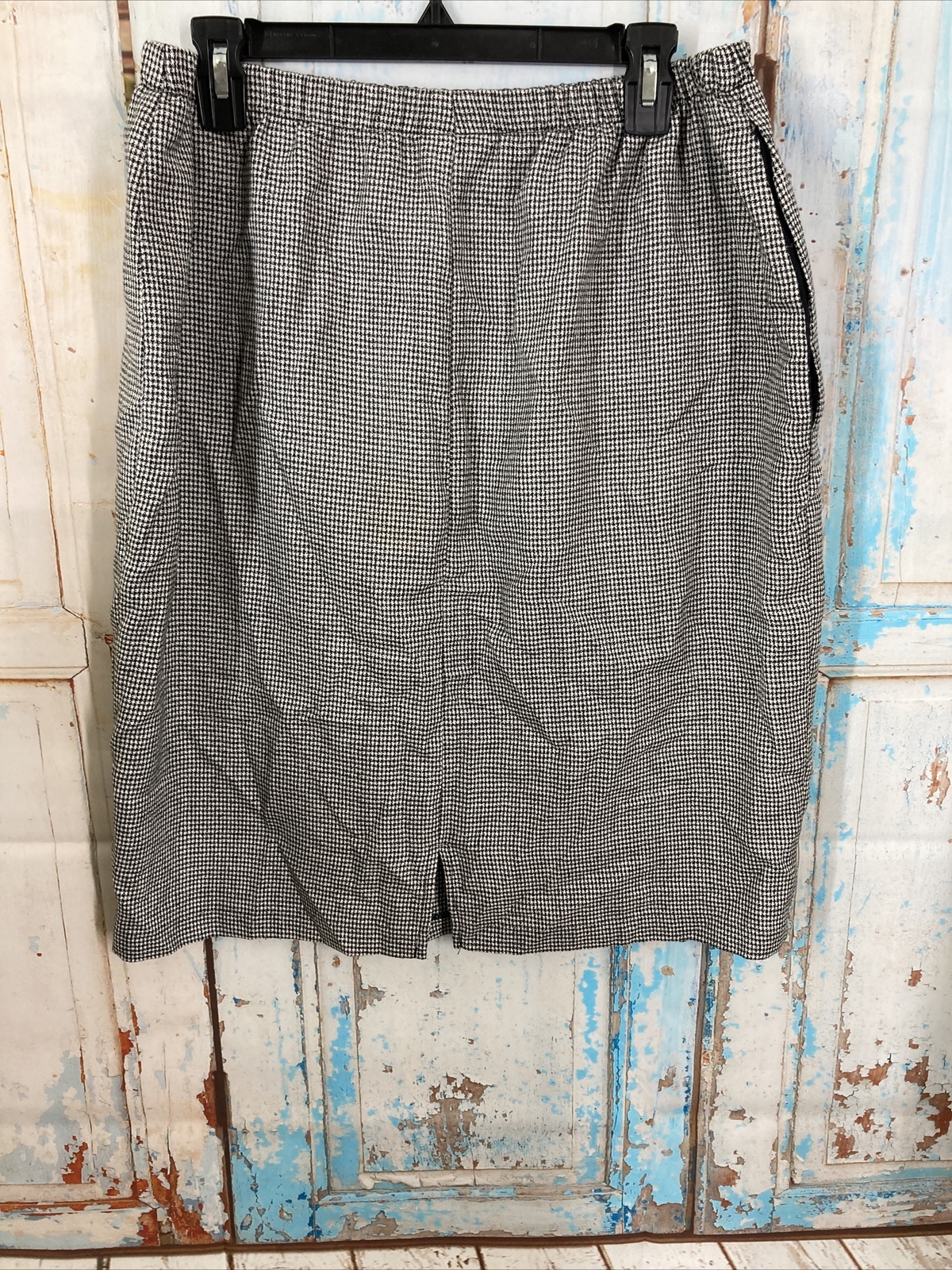 Vintage More Promises Houndstooth Skirt & Blouse Set Size 18WP Black White