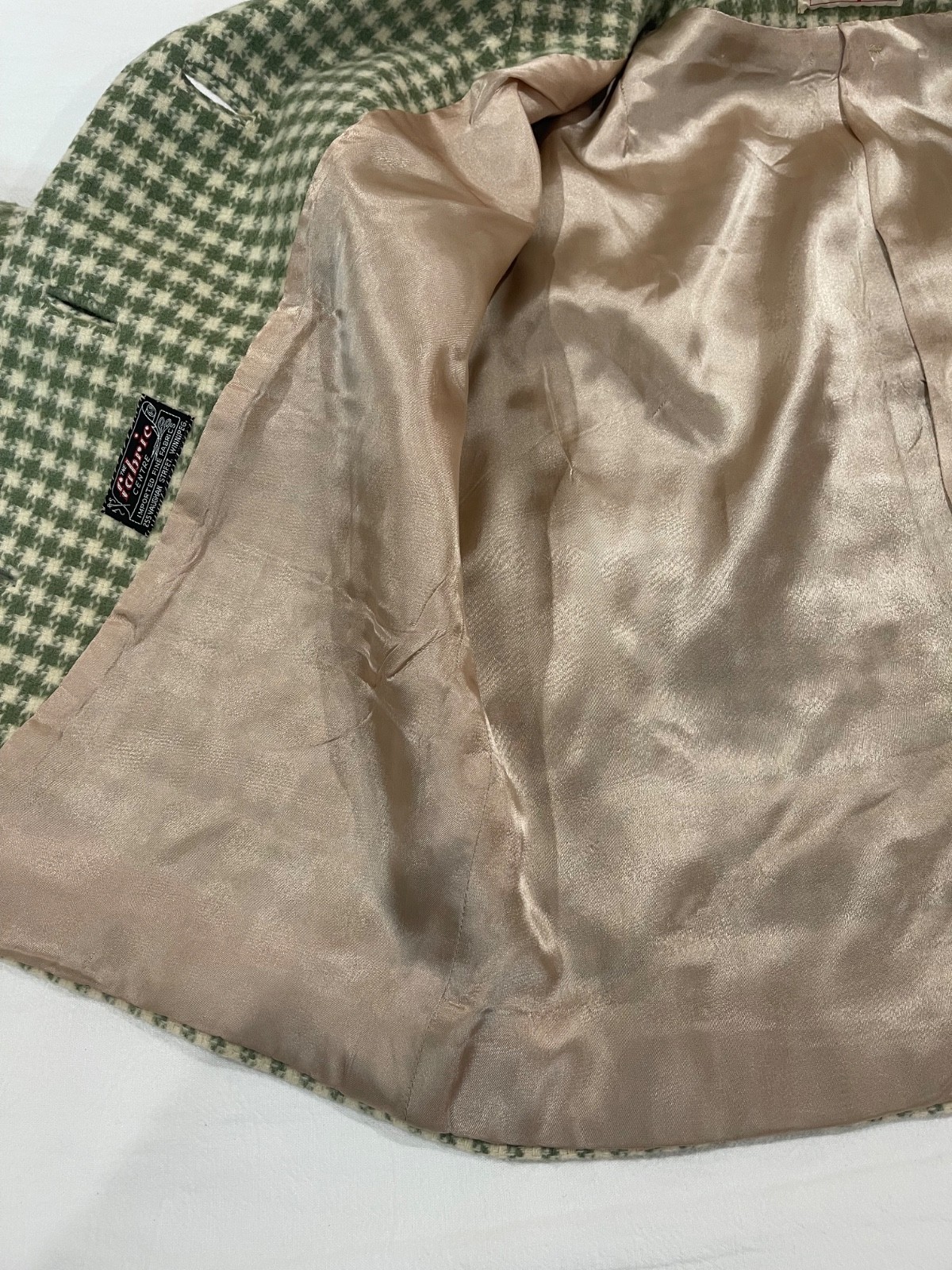 Vintage Vogue Special Design Green and Cream Checkered Jacket