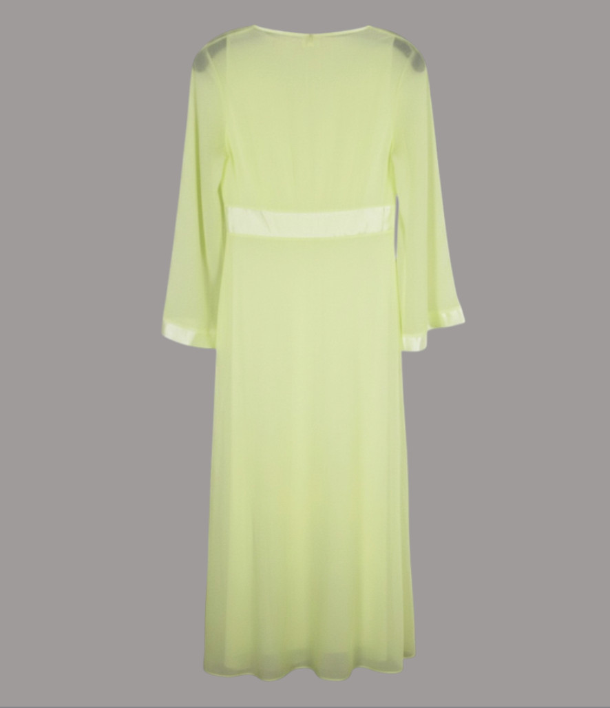 VTG GOSSARD ARTEMIS Sheer Chiffon & Satin LIME GREEN Dressing Gown Open Robe S