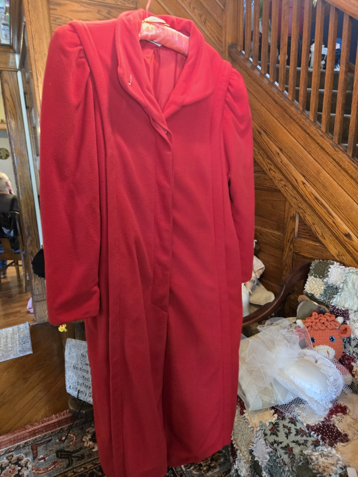 Vintage MCM 60’s 70s Kashmiracle Wellington Red Long Coat Satin Lined Size?