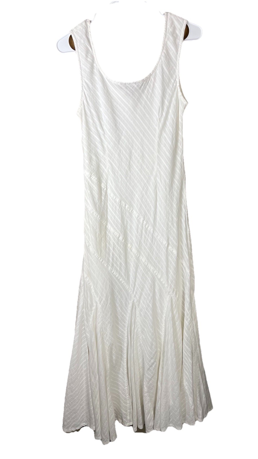 Peppermint Bay (Sz M) White Maxi Dress Trumpet Hem Sleeveless 100% Cotton