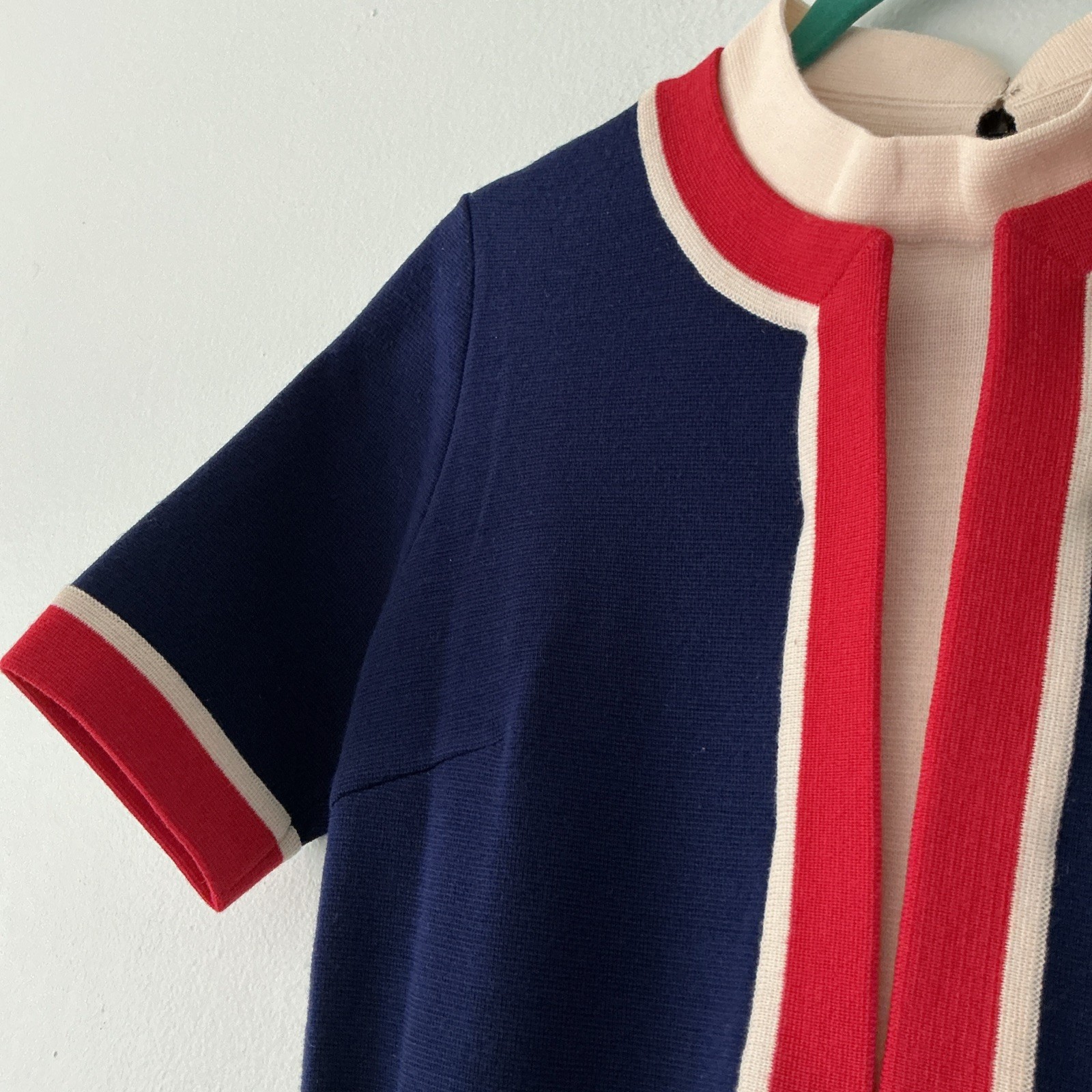 1968 Vintage Samuel Winston Mod Wool Knit Dress Italian Boutique Classic Couture