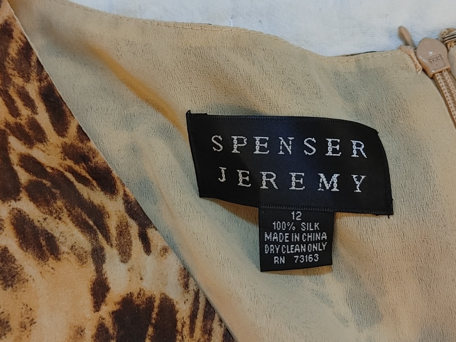 Vintage 90’s Spenser Jeremy 100% Silk Midi Wrap Dress sz 12 Animal Leopard Tiger