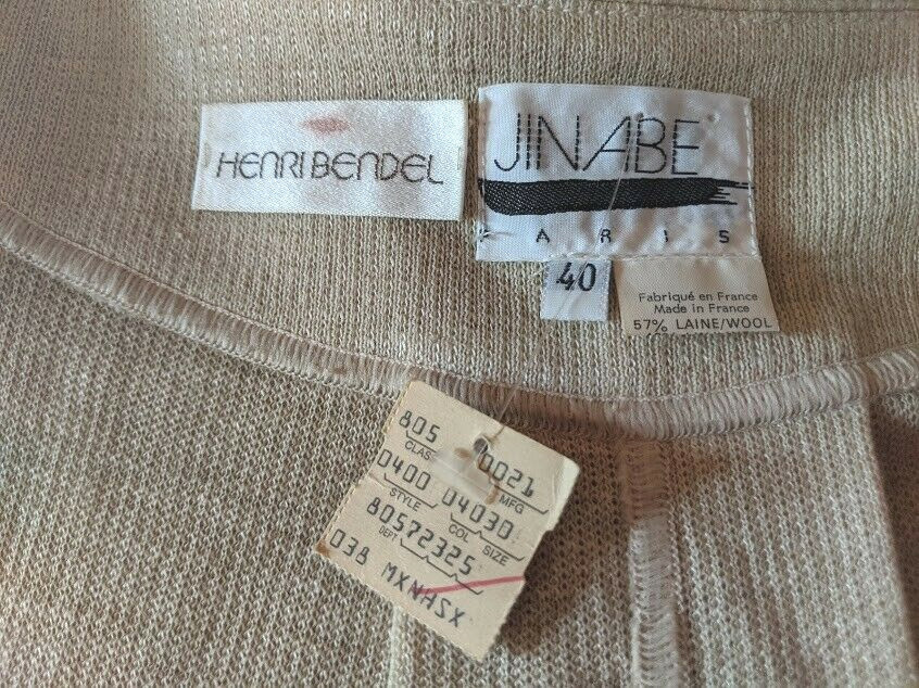 Vintage Henri Bendel Knit Coat JINABE PARIS Unique Beige Sz 40 6 8 1980s France
