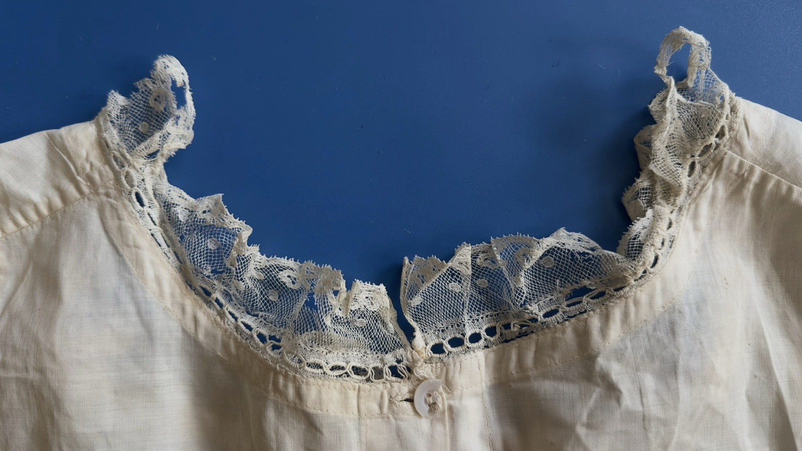 Lovely Antique 19C Lace Trim Cotton Lingerie Full Slip Dress Clothing