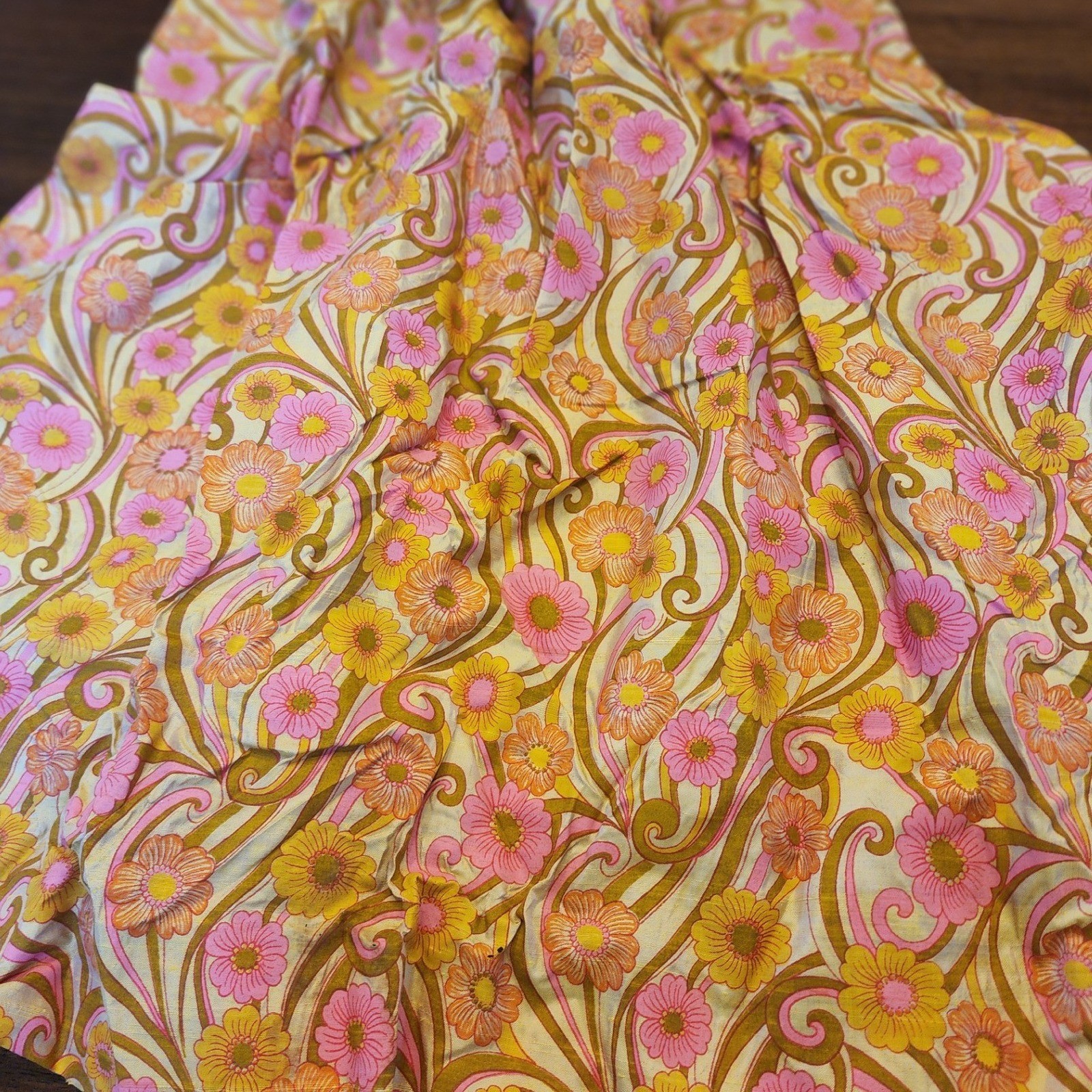 ✨️Vintage 60s Mod Floral Shift Dress Pink Orange Psychedelic Boho Retro Indie🌸
