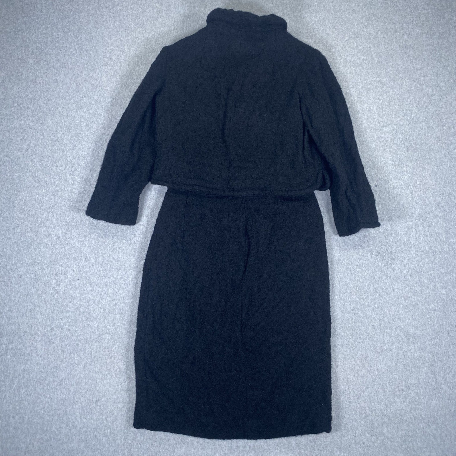 Lilli Ann Paris Bouclé Wool Suit Set 50s/60s Black Jacket Skirt Pom Pom Buttons