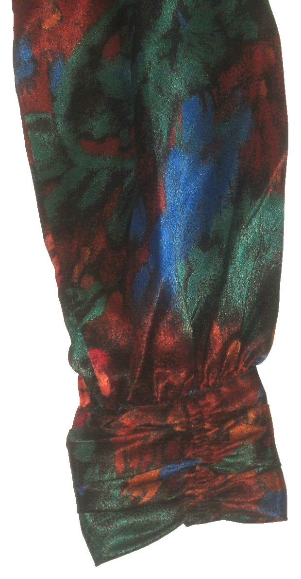 Vintage Yves St. Clair Slinky-Silky L/S Multi-Floral High-Neck Blouse 12 Korea