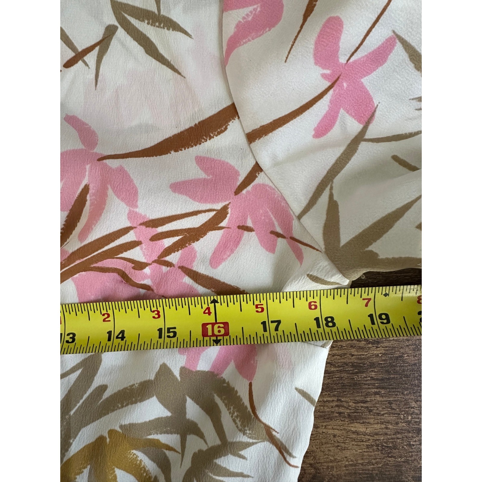 Rhoda Lee Blouse Women 34 White Pink Vintage Bamboo Floral Button Short Sleeve