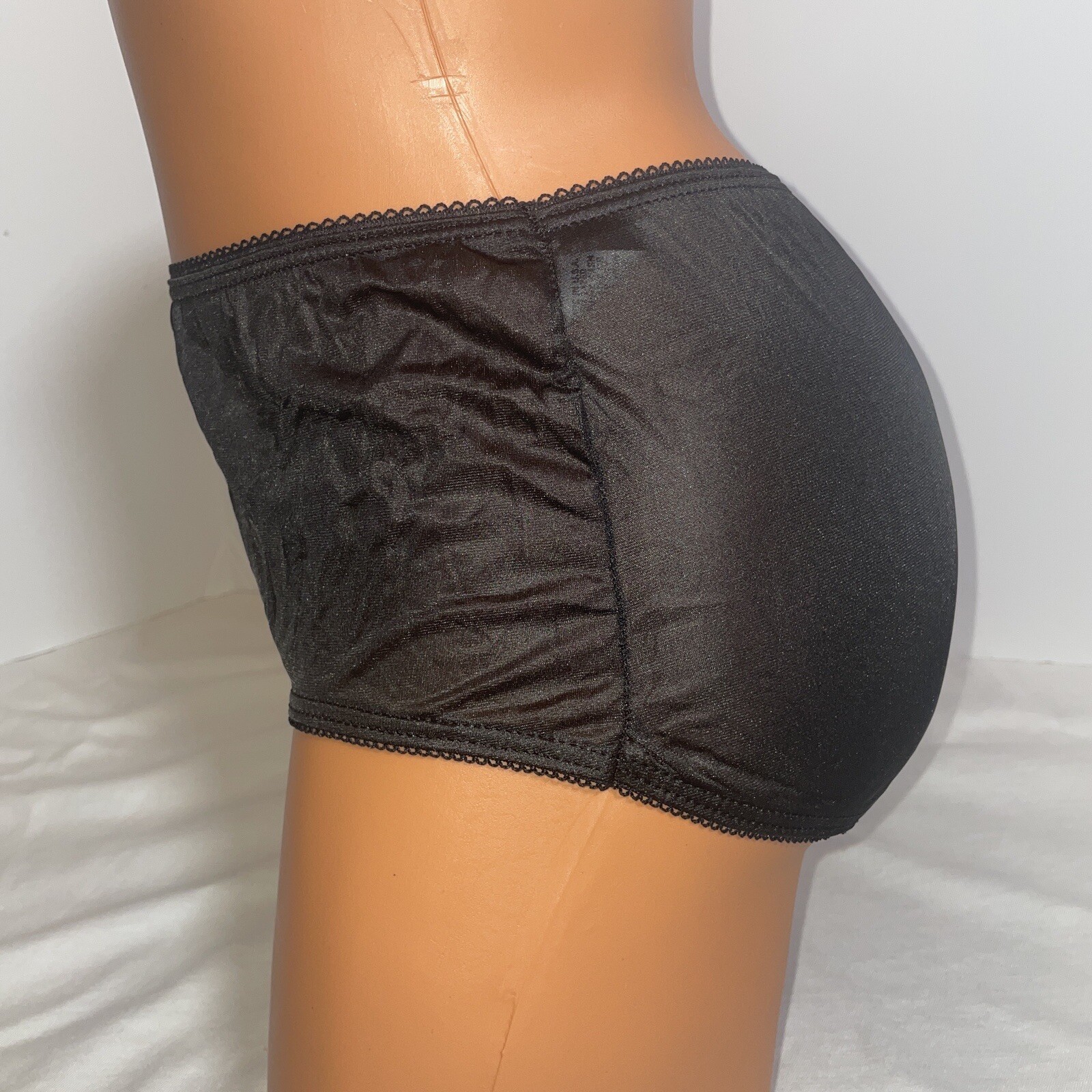 Vtg NOS 80s Panties Brief Nylon Full Hip Coverage NEW Lady Cameo Black 6 M + Bag