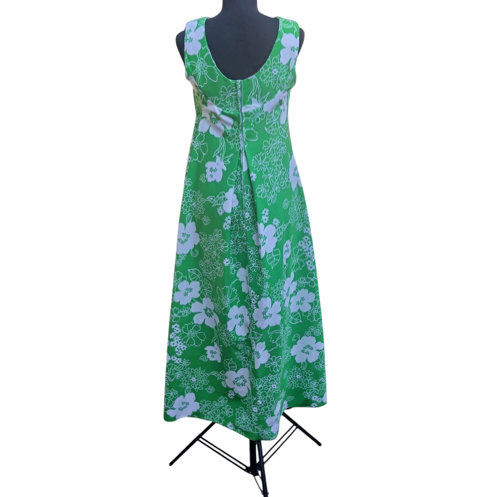Original Vtg Mod 60s Pomare Tahiti Hawaiian Maxi Dress Empire Waist 70s Resort