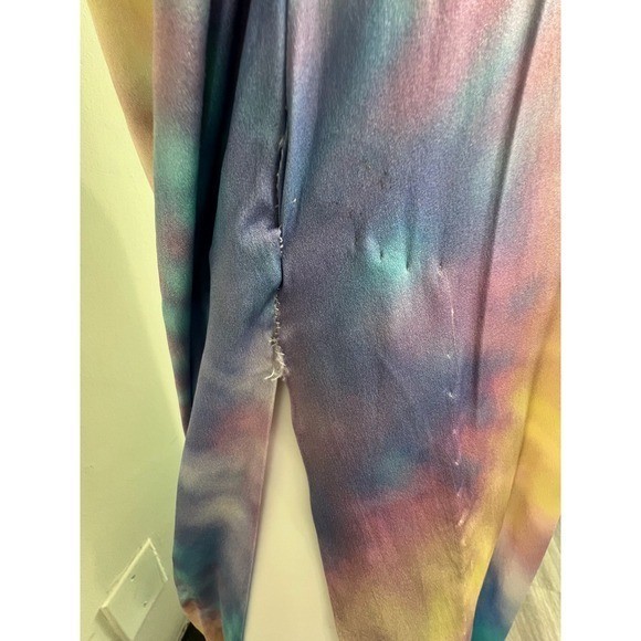 Retrofete Tie-Dye Cowl Neck Marelene Silk Slip Maxi Dress Size L