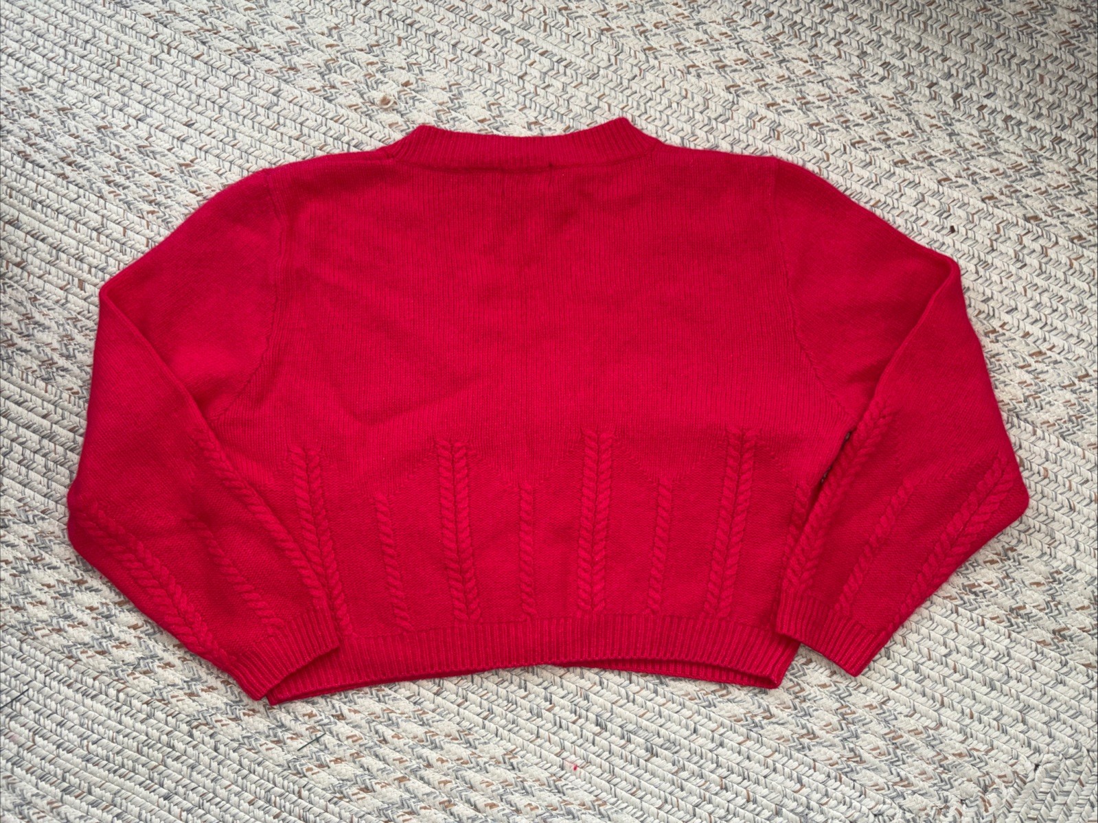 OBR vtg 90’s lambswool angora blend Boxy cropped Pink cardigan Sz Medium V-neck