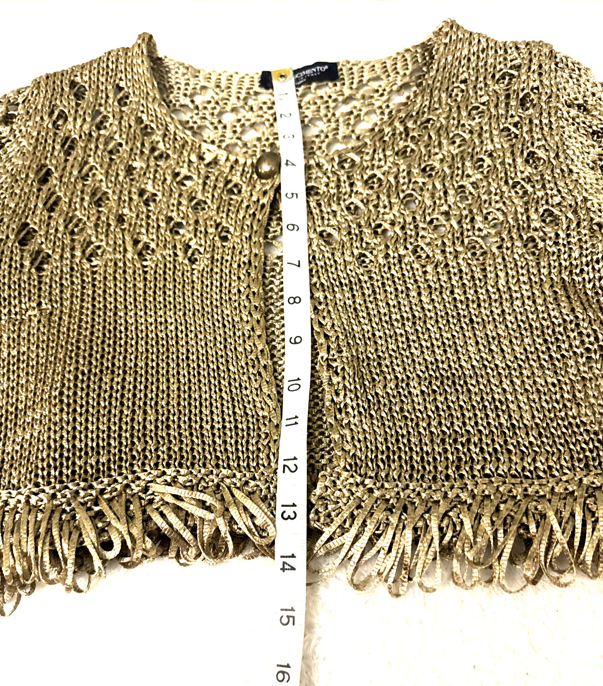 Rinascimento Crocheted Knit Cardigan Jacket Cropped Italian Gold Giacca Size M