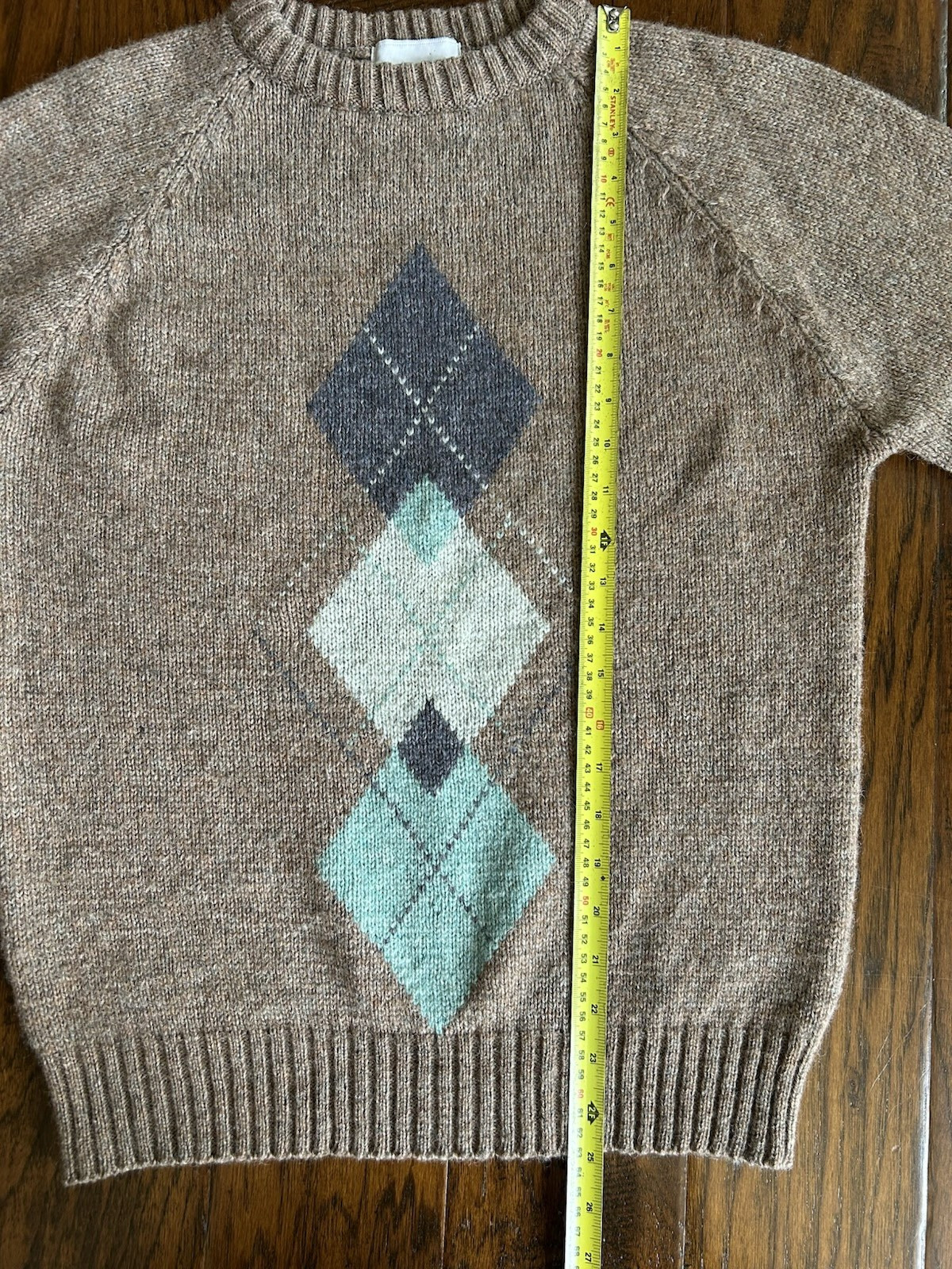 Vintage 80’s McGregor Wool Sweater Womens Argyle Sz. L Pullover Brown Diamond