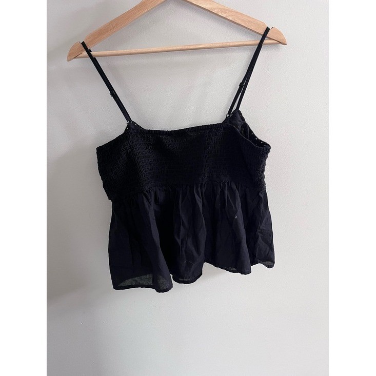 Dizzy Lizzy Crochet Floral Granny Square Camisole Top Black Large NWT