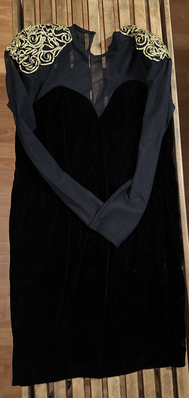 VTG 80’s Susan Roselli for Vijack Sheer Sleeve Velvet Dress Gold Ribbon Size 14