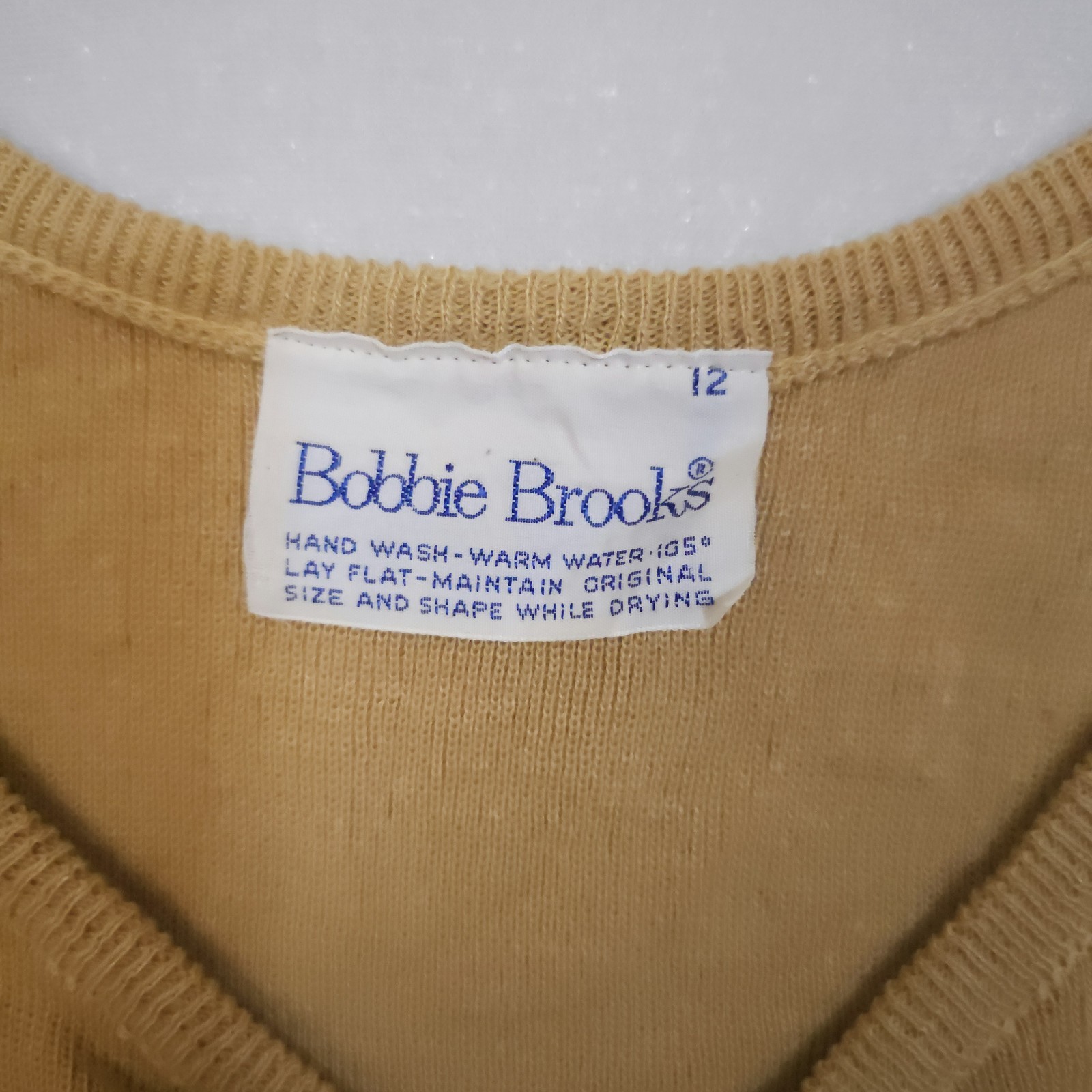 Vtg Bobbie Brooks 70s Knit Crop Top Distressed Festival Boho Sm Tan Beige As Is