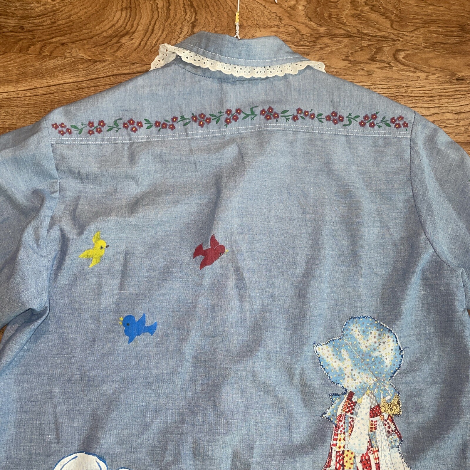 VTG BIG MAC Shirt Hand Painted 70s Long Sleeve Button Up Woman Size XL