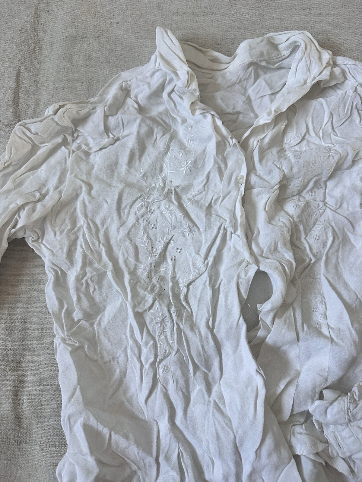 Lot 4 Antique French Silk Rayon Cotton Dress Blouse Resale Xs S M