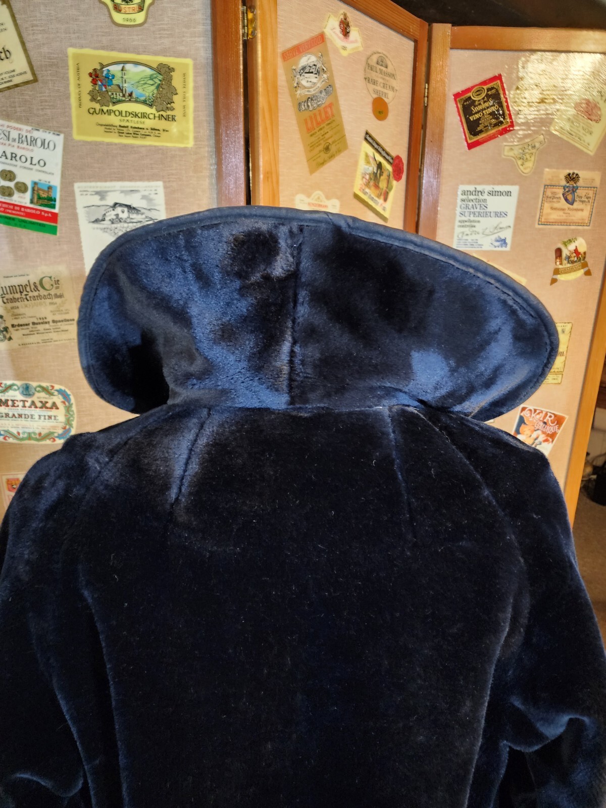 Borgana Faux Fur Black Coat Mod Size 18 Union Label Leather Accents Vintage 1960