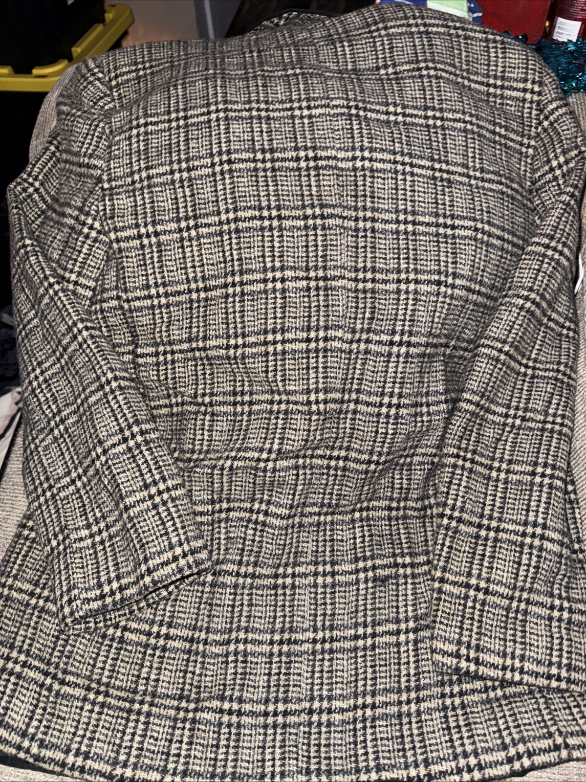 VTG David N 1980s Blazer Black White 100% Wool Velvet Collar And Buttons Sz 14