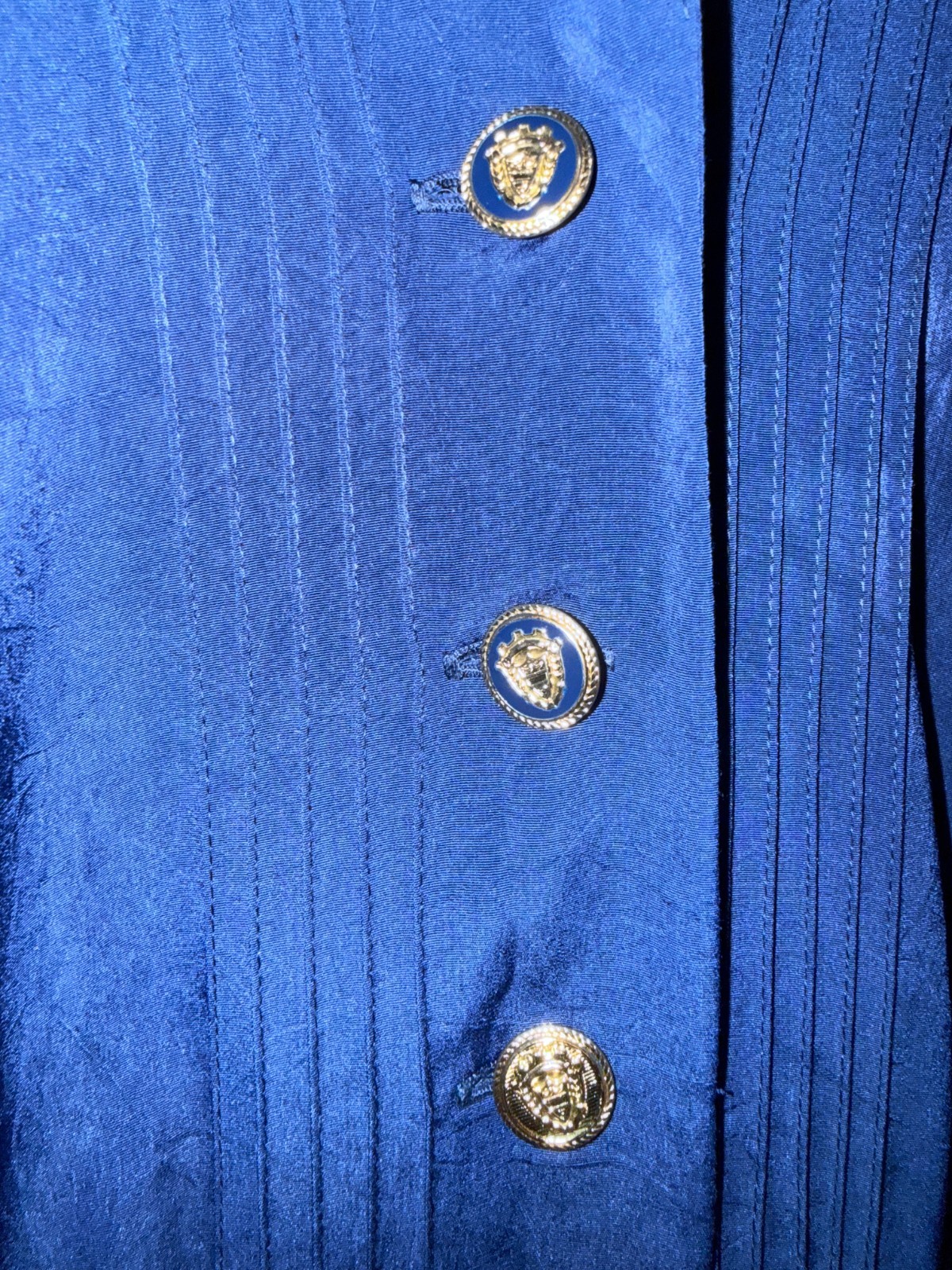 Vintage 90s Leslie Fay Navy Pleated Secretary Shirt Dress Medium Petite