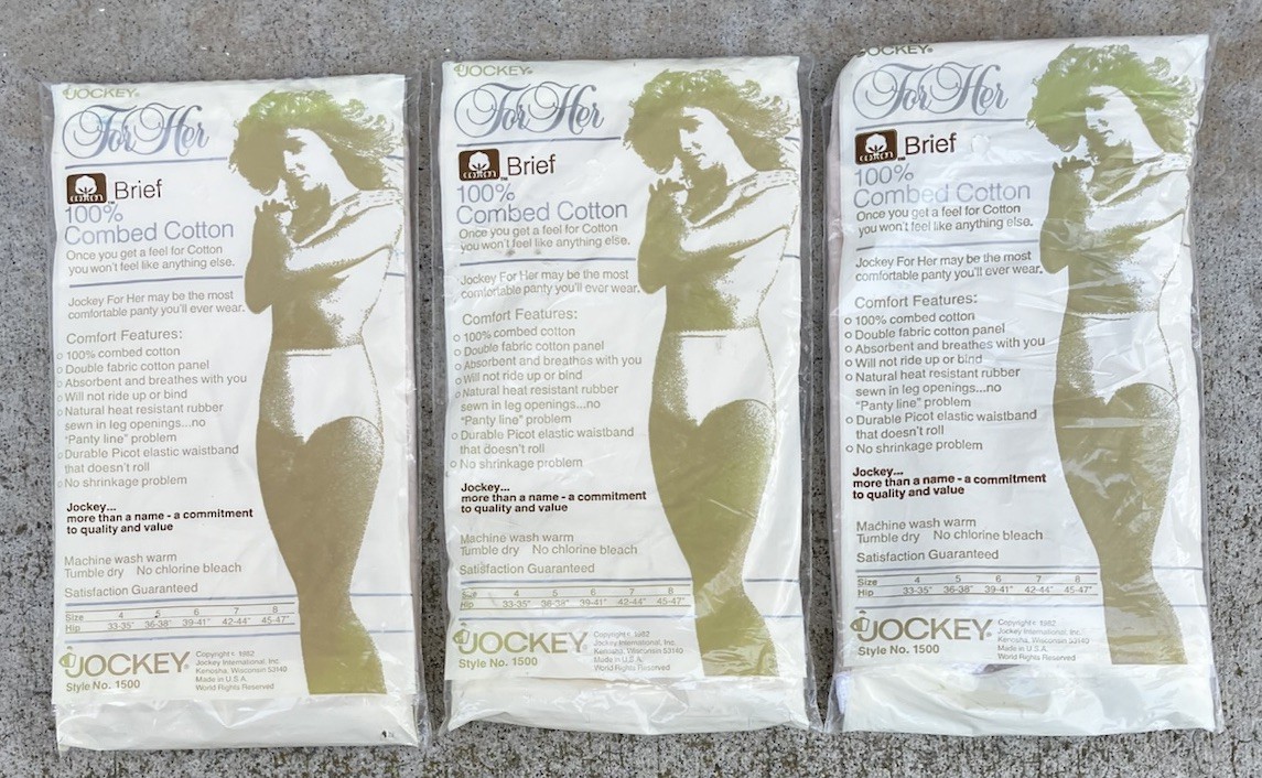 VTG Lot 3 1982 Jockey for Her Cotton Briefs Size 6 39-41 Pink in Original Pkg
