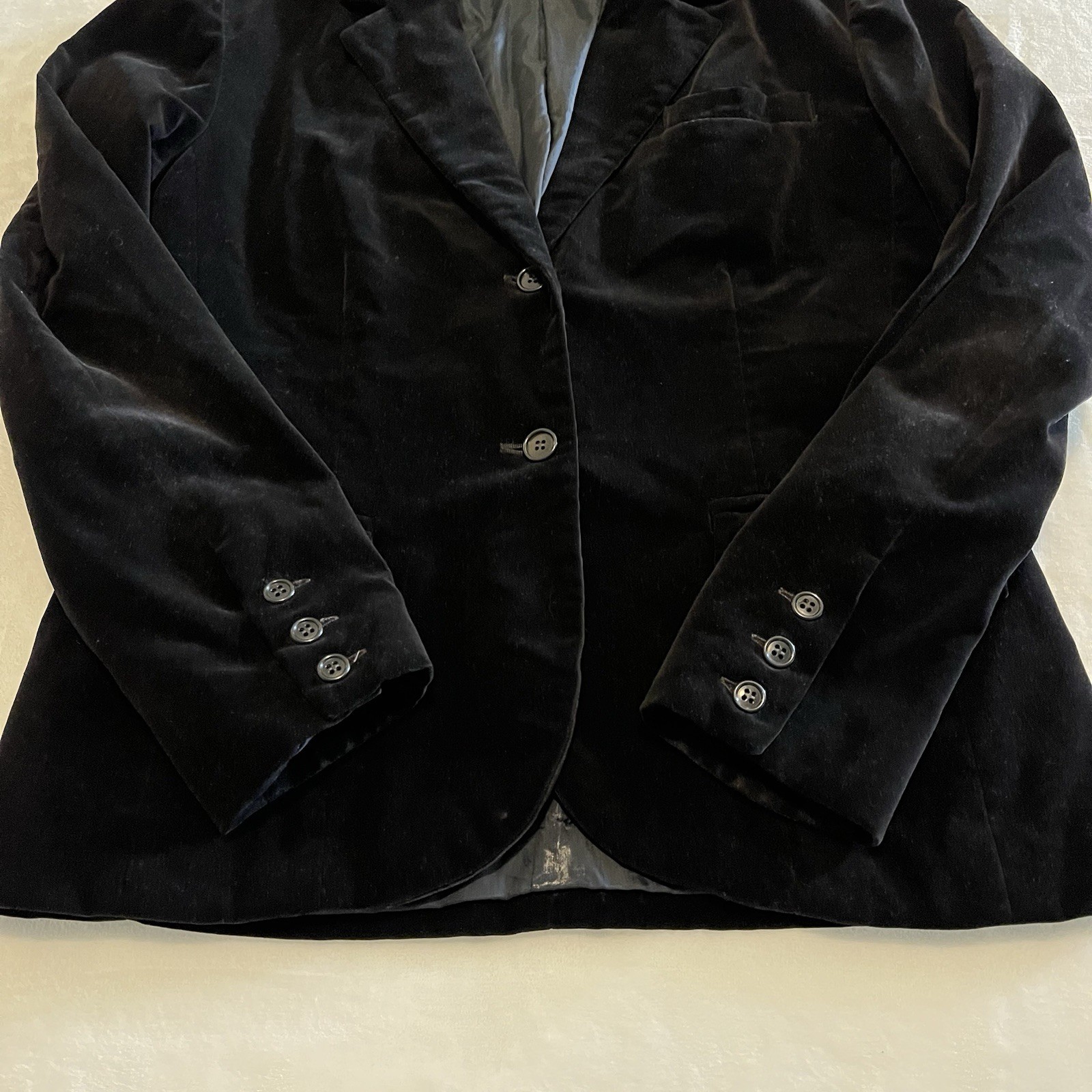 VTG Prestige Of Boston Velvet Blazer 2 Button Jacket Black Academia Women 10