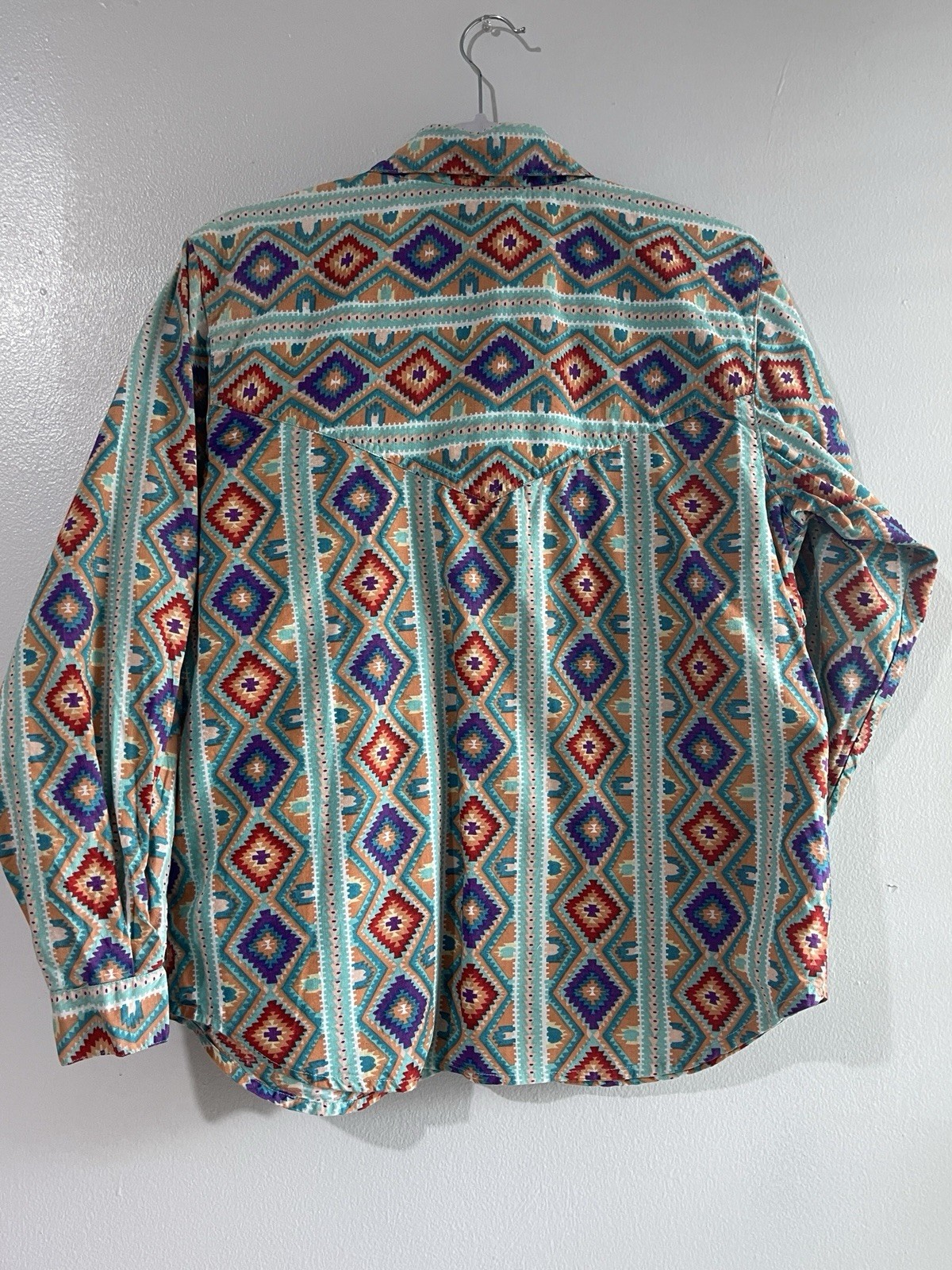 Vintage 90s Rodeo Western Wear Southwestern Aztec Shirt Womens M Concho Button