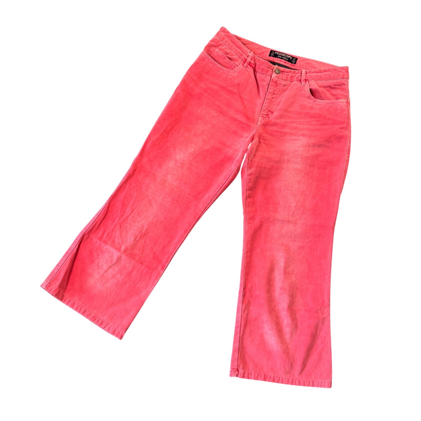 Periscope Juniors Y2K Coral Cropped Flare Jean 32×24 Bratz Core Bold 2000s Retro