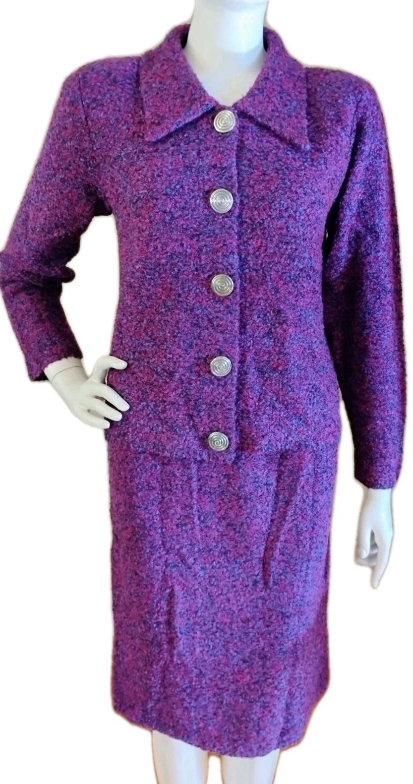 VTG 70’s „Laura by Alyzia” Purple & Pink Tweed Boucle Knit Shirt & Jacket