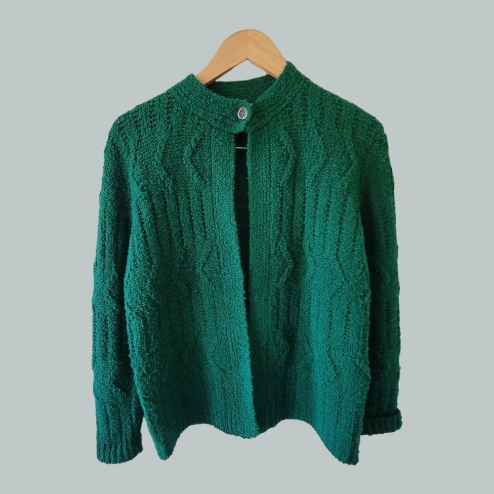 Objectives Vintage Cardigan Green Shaw Sweater LARGE