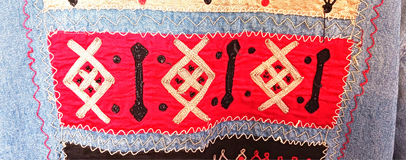 VTG Denim Jacket/Shirt Women’s Plus Size Tribal Slitweave Embroidery Ethnic Boho