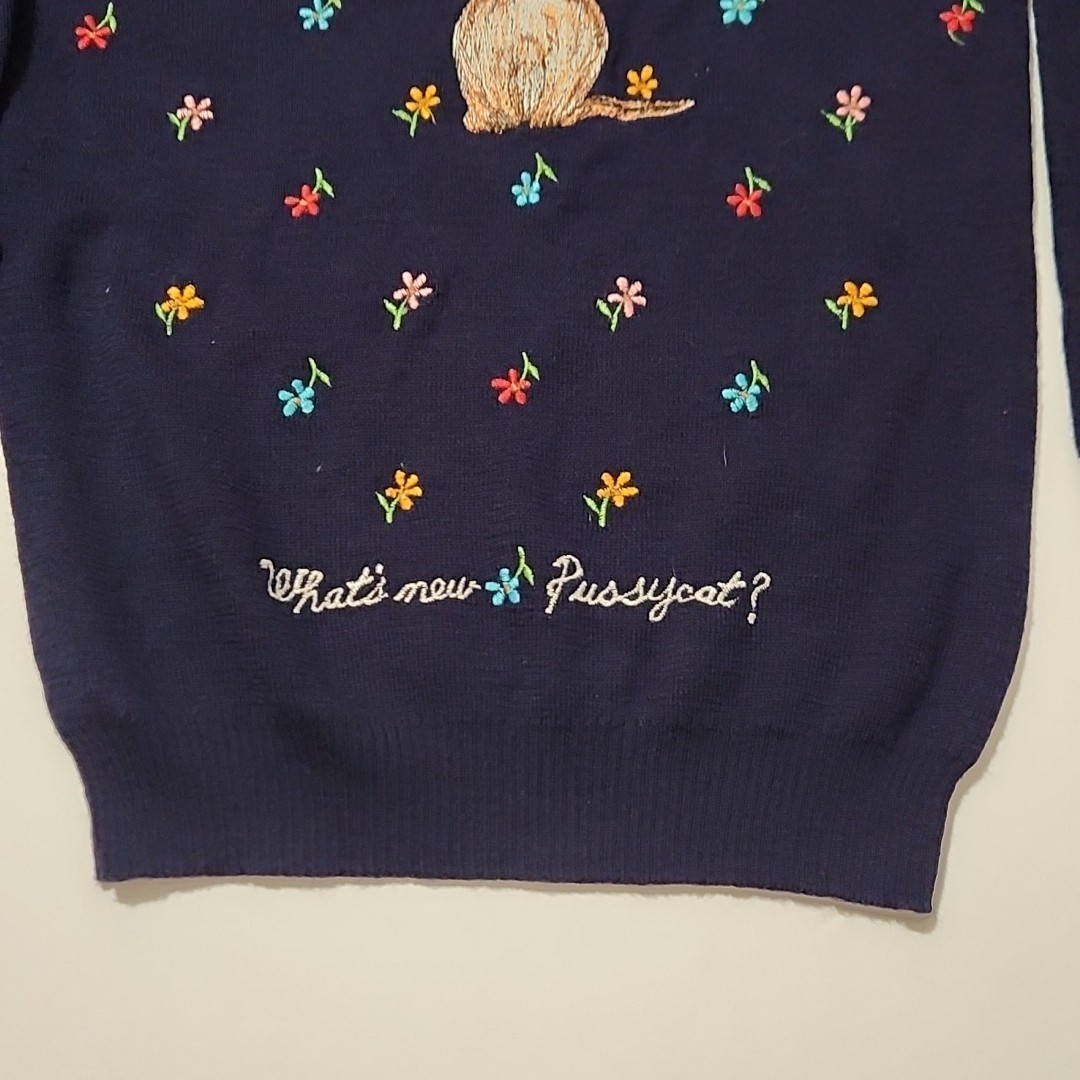 Cyn Les Shirlee Vintage 70s CREWNECK Sweater ” What New Pussycat ” Cat