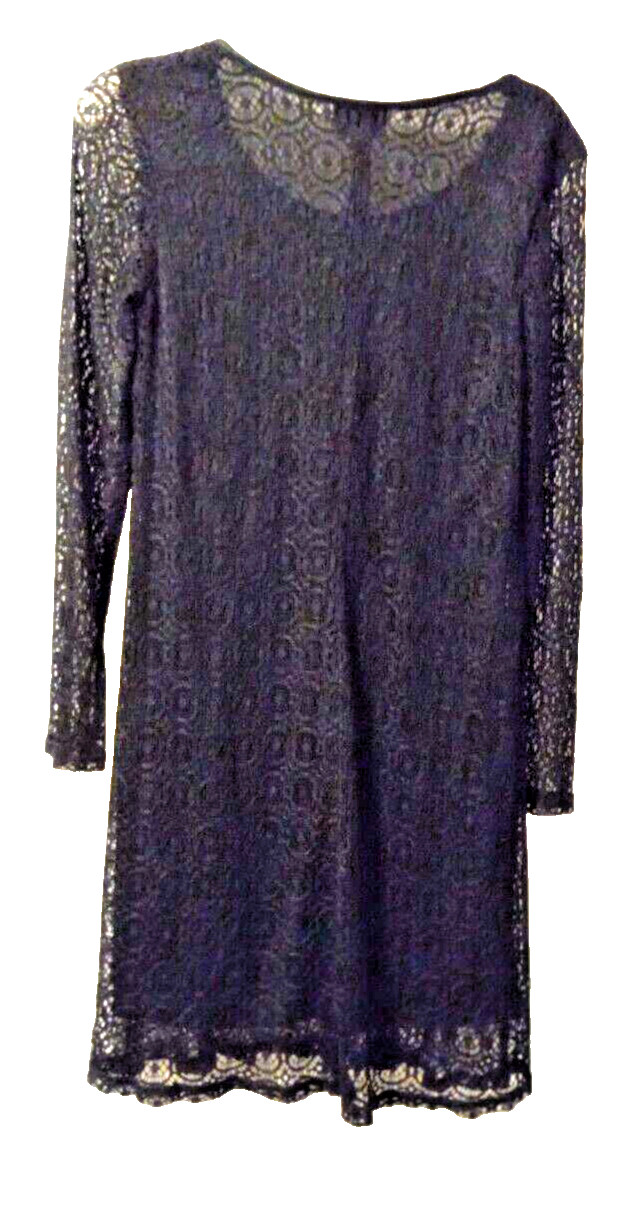Black Lace Sheath Dress Size 10 Long Sleeve Lined Cocktail LBD Elegant