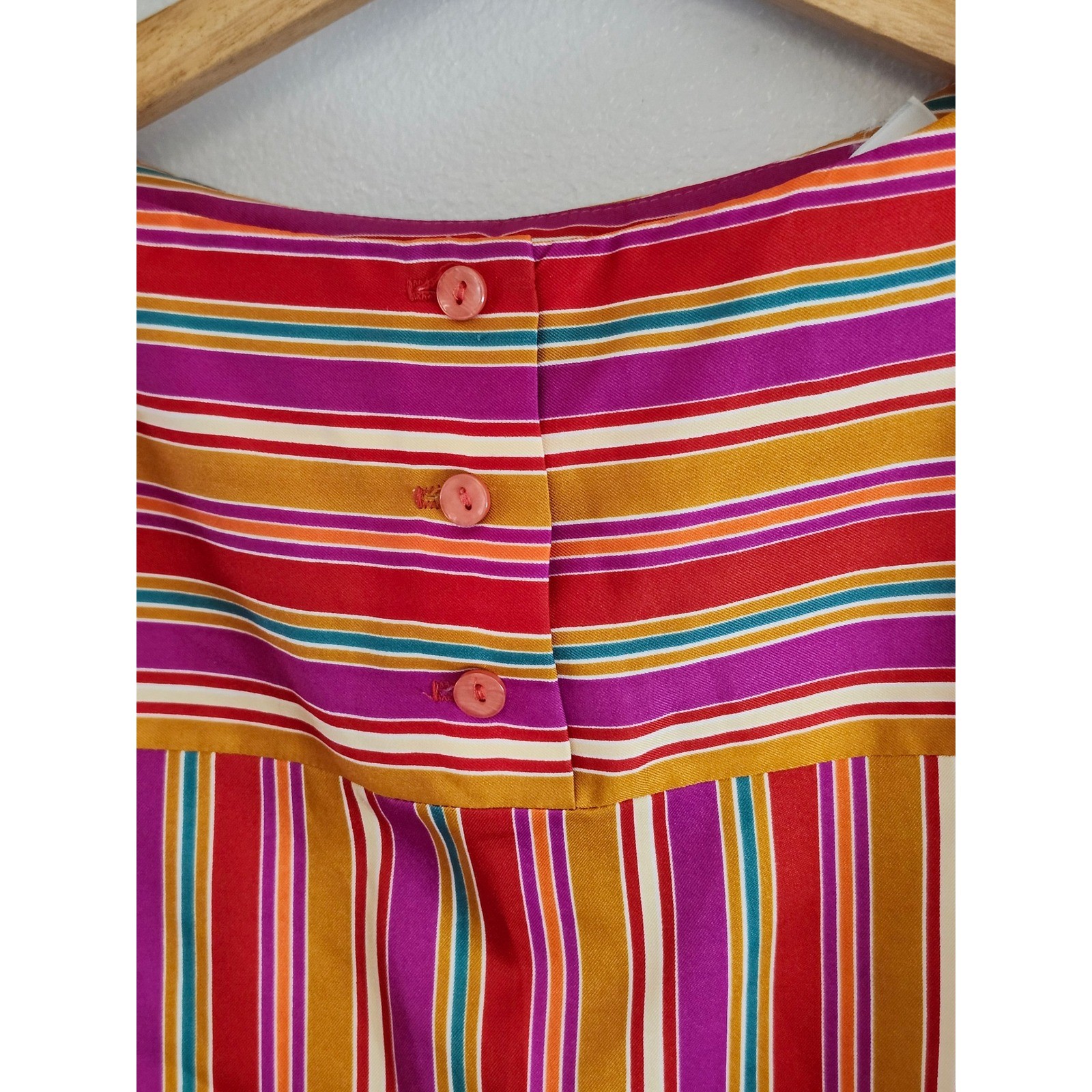 Vintage Yves Jennet Multicolor Stripe Blouse S/M Retro Colorful Statement Top