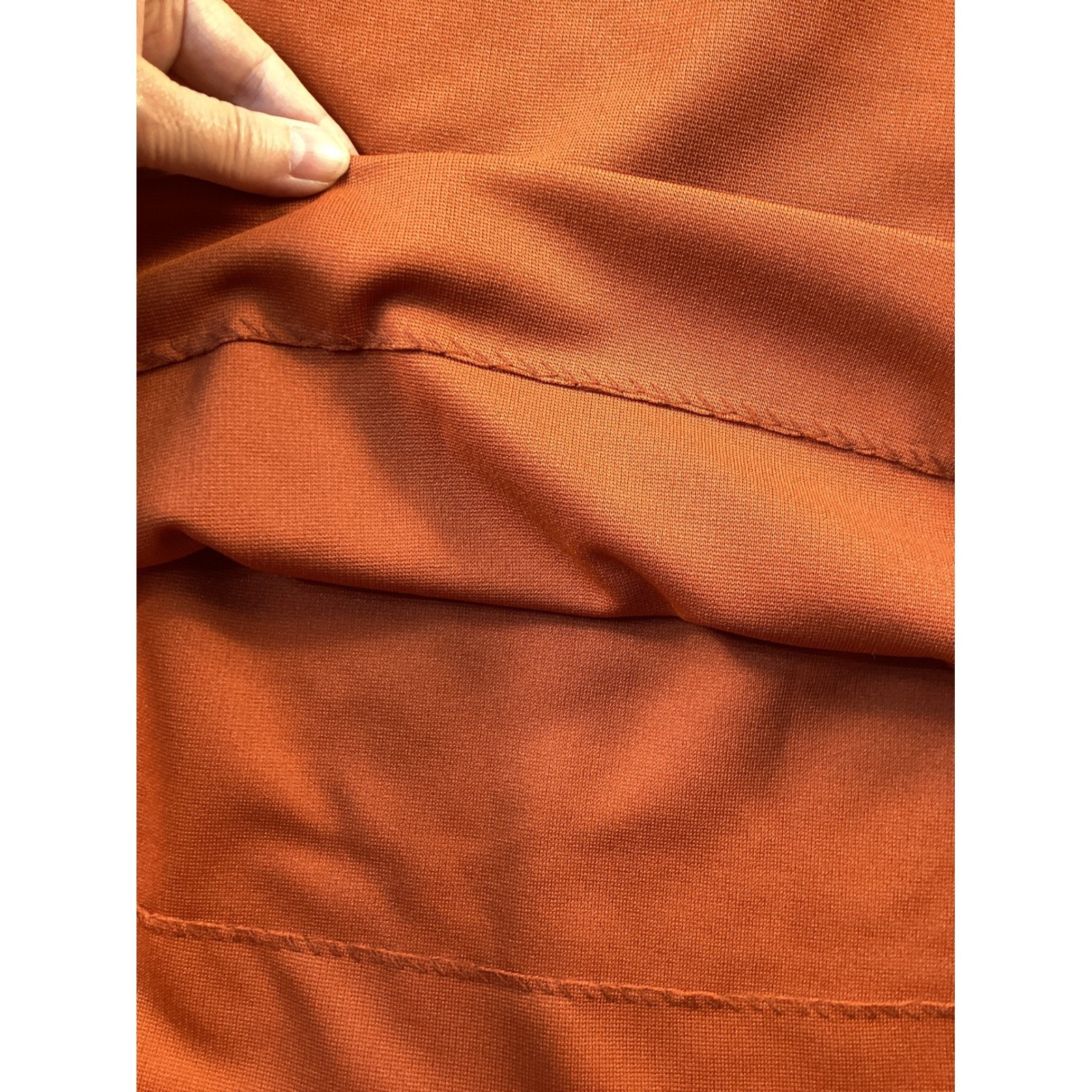 Vintage Sears Burnt Orange Double Knit A-Line Midi Skirt Elastic Waist 16