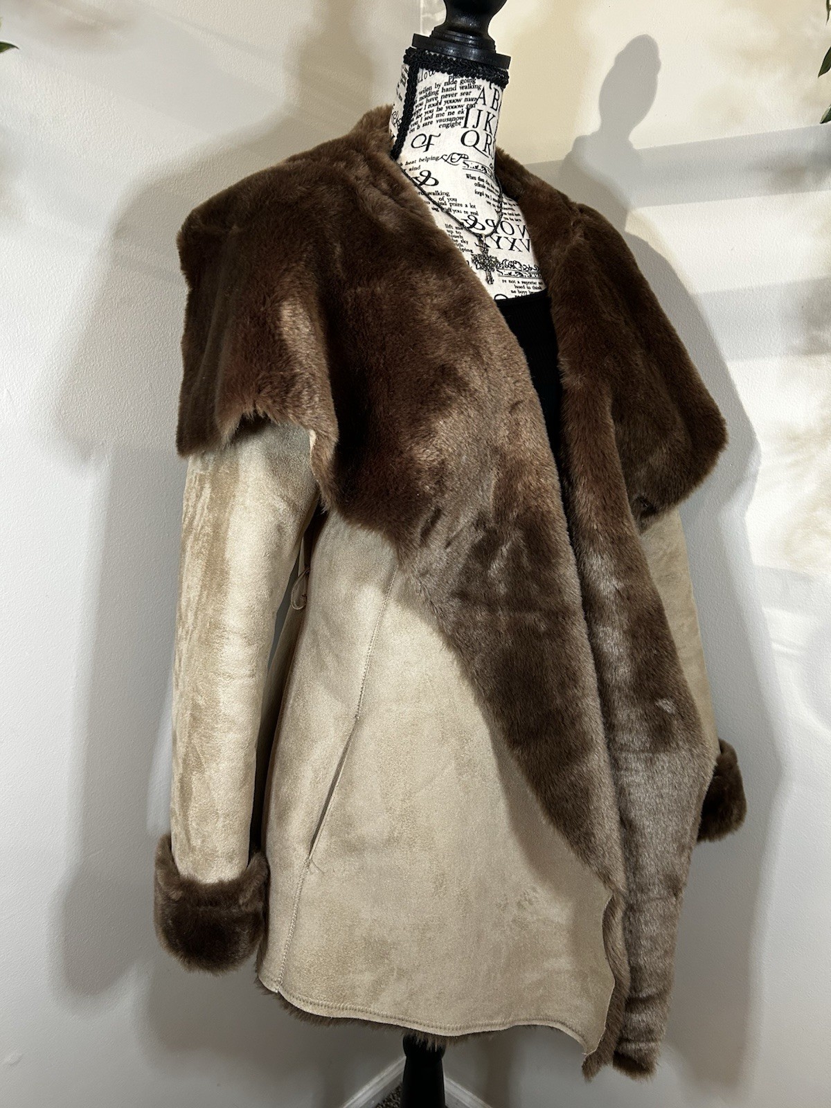 Vintage Jennifer Lopez Faux Suede & Faux Fur Penny Lane Coat