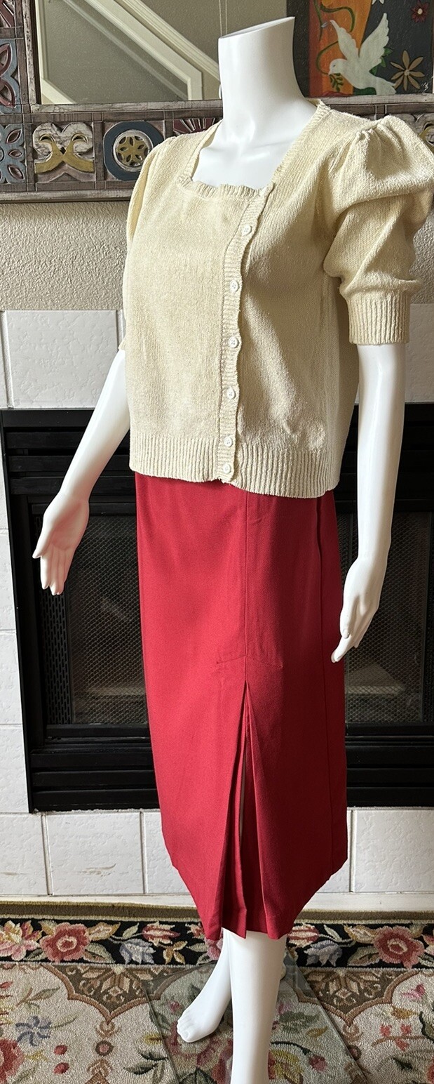 Vintage You Babes Red Skirt W/ Front Slit Juniors Size 9 Waist 26” Hips 36”