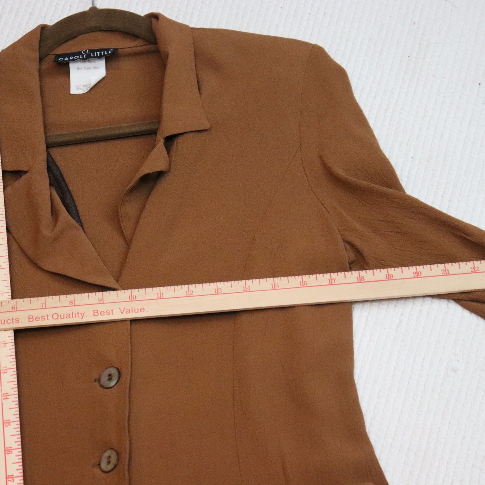 Vintage Carole Little Button Front Jacket Size 12 Rust Brown, Oversized Pockets