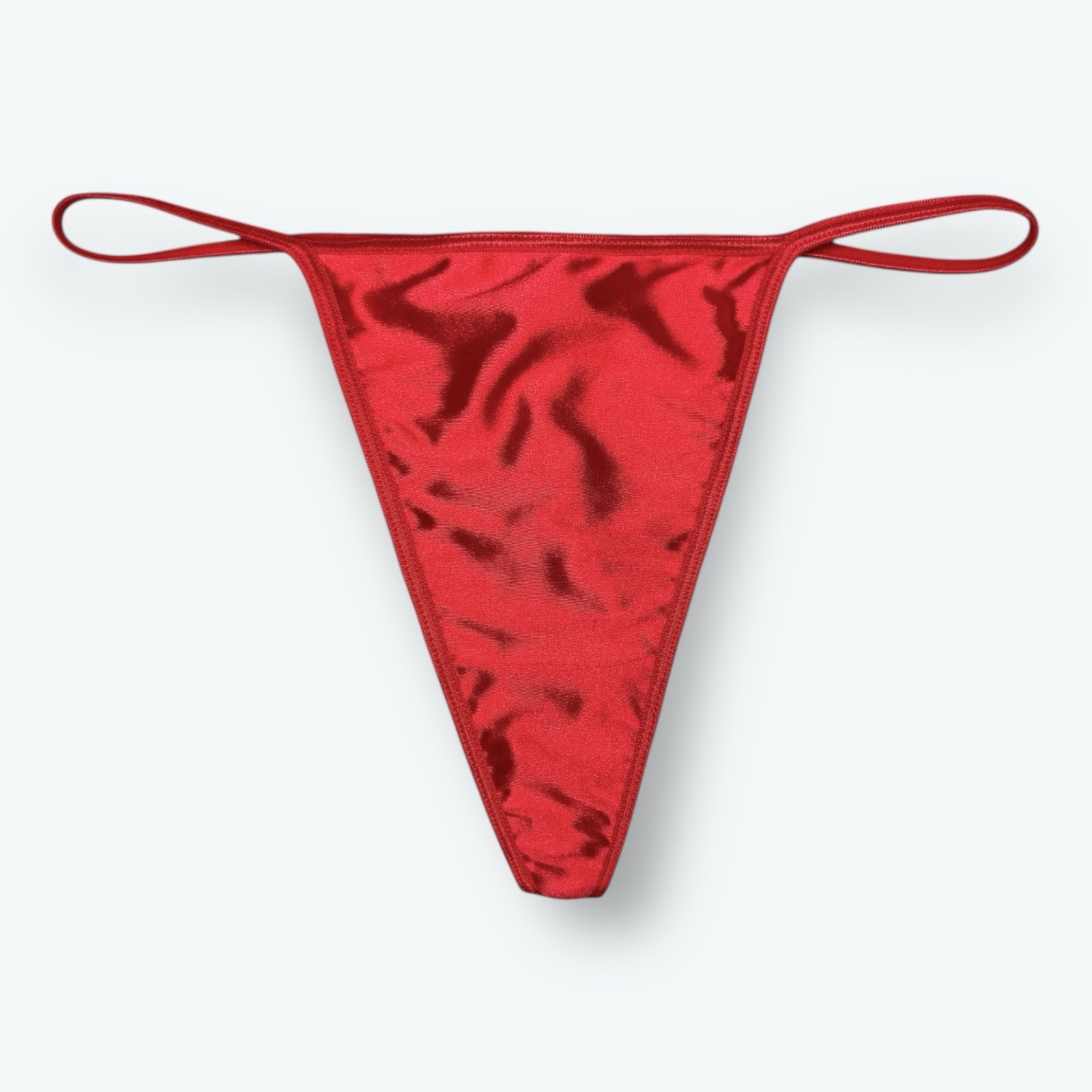 Satin V-String Hi-Cut Thong Red 2XL
