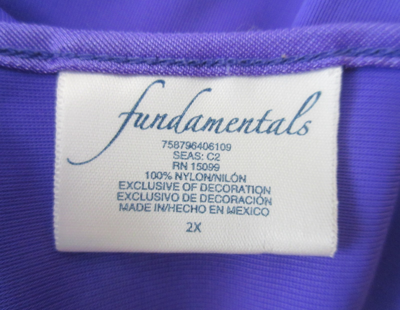 FUNDAMENTALS below KNEE waltz length all nylon PURPLE nightgown sz 2X