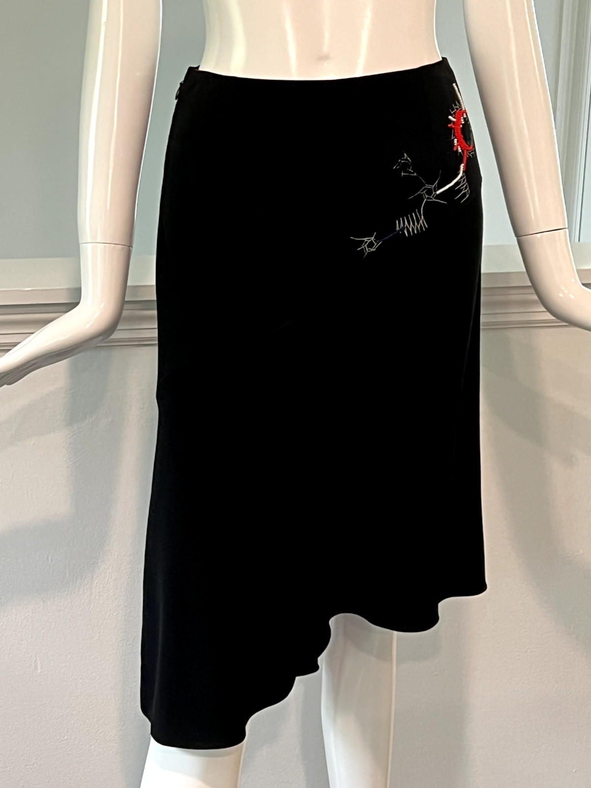 Vintage Christian Lacroix 1990s Black Asymmetrical Skirt Size 36