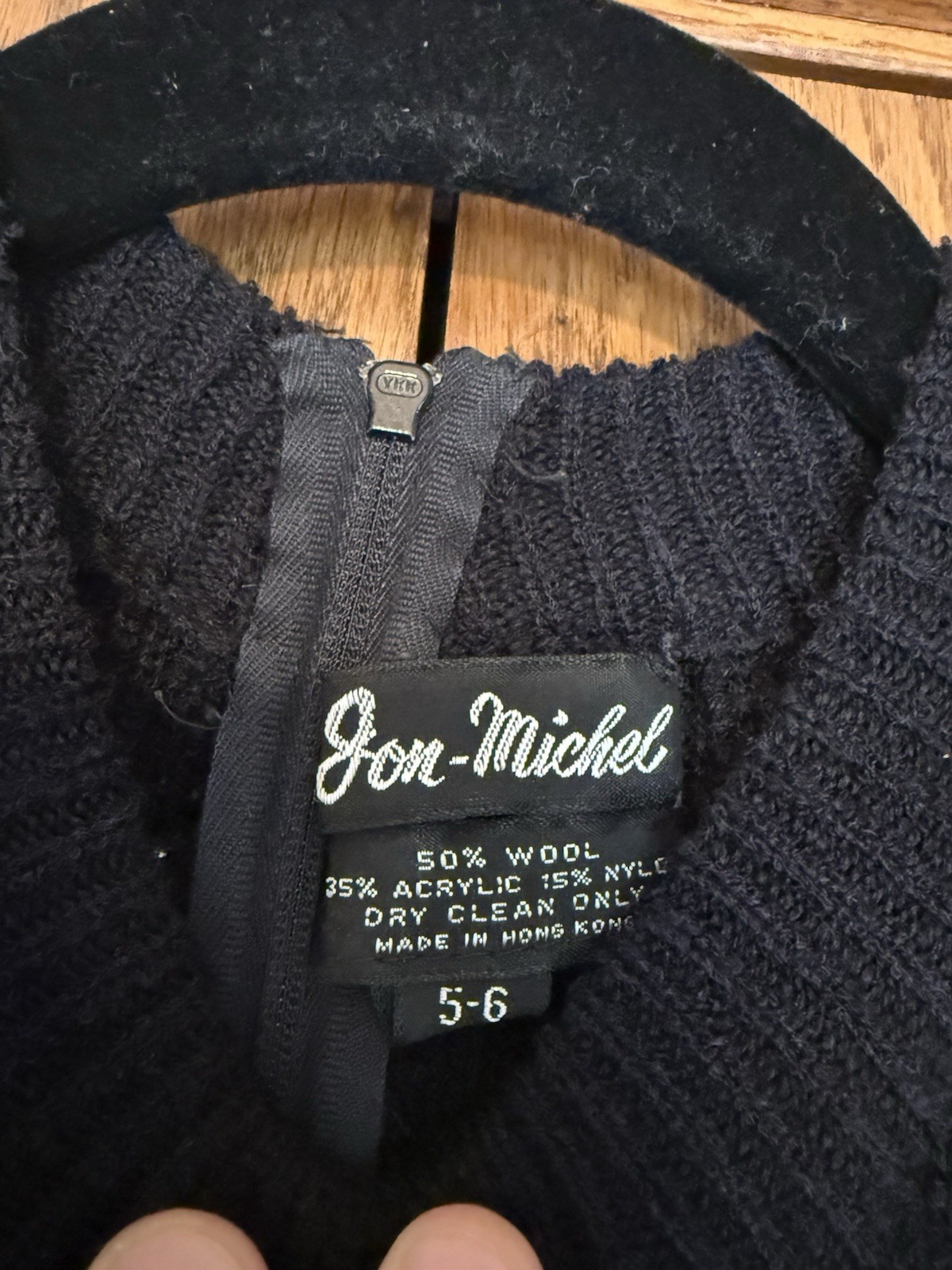 1970’s JON MICHEL Sequin Halter Black Wool Blend Knit Maxi Dress HONG KONG